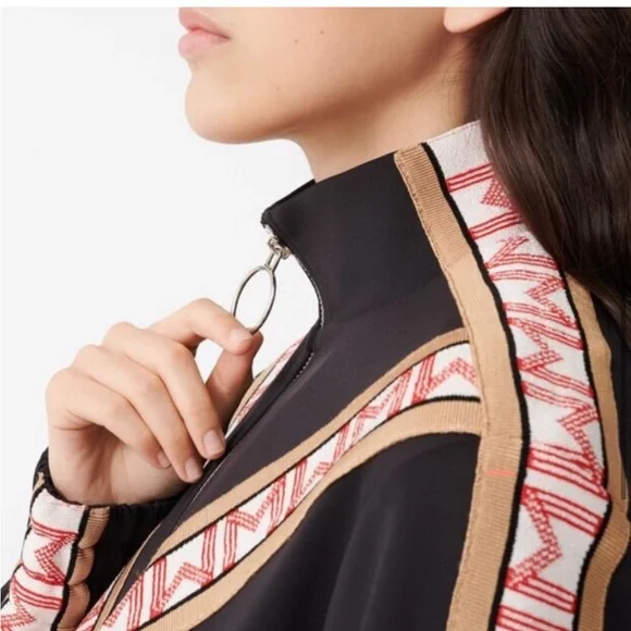 Maje black and M monogram lined track jacket long sleeve zip up size 1 - Picture 4 of 5